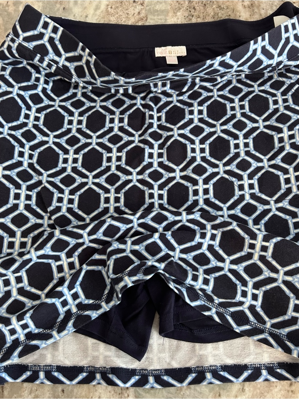 Skort Belle by Kim Gravel Navy Blue Geometric Skort with  Bamboo Pattern